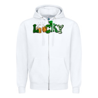 White Lucky with beer St. Patricks day Zipper Hoodie - HowdyJamesFarm