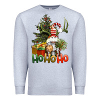 Heather Grey Ho Ho Ho Christmas Gnome Premium Sweatshirt - BundleAndBundleShop
