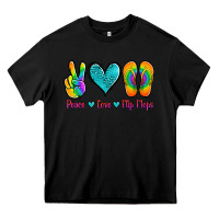 Black peace love flips flops Heavy Core Tee - Jasminsmagicworld