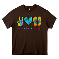 Chocolate Brown peace love flips flops Heavy Core Tee - Jasminsmagicworld