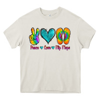 Cream peace love flips flops Heavy Core Tee - Jasminsmagicworld