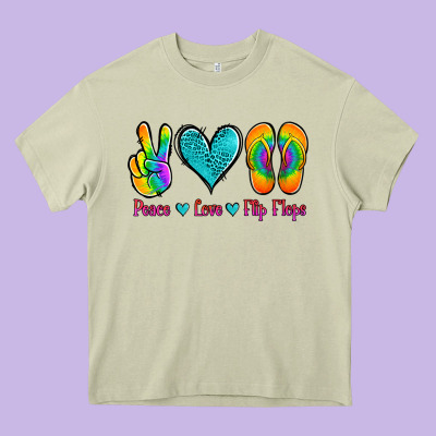 Peace Love Flips Flops Heavy Core Tee Designed By Jasminsmagicworld