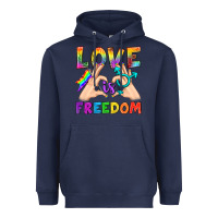 Navy Love Is Freedom Heavyweight Hoodie - BundleAndBundleShop