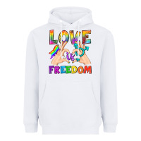 White Love Is Freedom Heavyweight Hoodie - BundleAndBundleShop