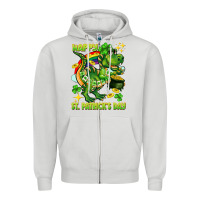 Dove Grey Happy St. Patrick's Day T-rex Zipper Hoodie - CowGirlArtShop