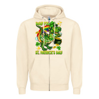 Sandshell Happy St. Patrick's Day T-rex Zipper Hoodie - CowGirlArtShop
