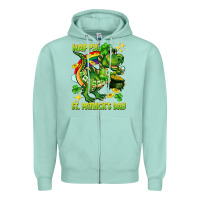 Seafoam Happy St. Patrick's Day T-rex Zipper Hoodie - CowGirlArtShop