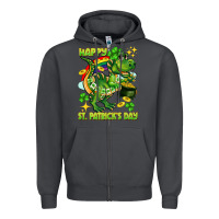 Smoke Happy St. Patrick's Day T-rex Zipper Hoodie - CowGirlArtShop