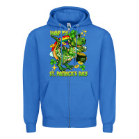 True Royal Happy St. Patrick's Day T-rex Zipper Hoodie - CowGirlArtShop