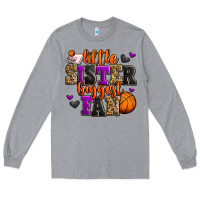 Heather Grey little sister biggest fan basketball Long Sleeve Tee - Jasminsmagicworld