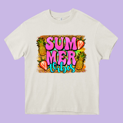 Summer Vibes Leopard Background Heavy Core Tee Designed By Jasminsmagicworld