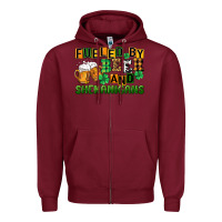 Burgundy fueled by beer and shenanigans Zipper Hoodie - CowGirlArtShop