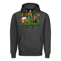 Charcoal Heather fueled by beer and shenanigans Zipper Hoodie - CowGirlArtShop