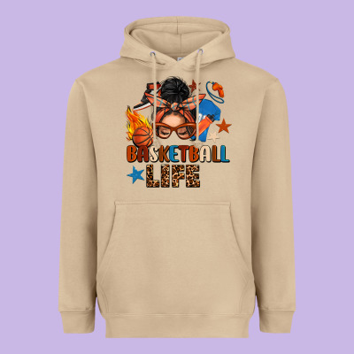 Basketball Life Messy Bun Heavyweight Hoodie Designed By Fadigitalartstudio
