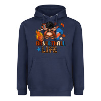 Navy basketball life messy bun Heavyweight Hoodie - FaDigitalArtStudio