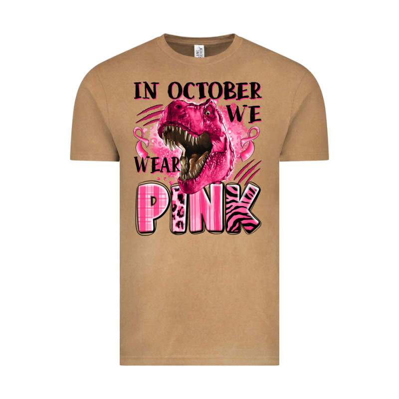 In October We Wear Pink Dinosaur Vintage Tee by LillyAllenDesigns | Teevron