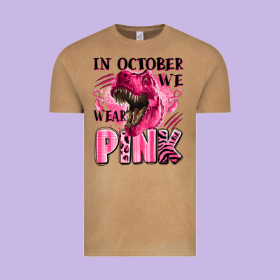 In October We Wear Pink Dinosaur Vintage Tee Designed By Lillyallendesigns