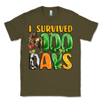 Army Green dinosaur 100day celebration Classic Tee - LillyAllenDesigns