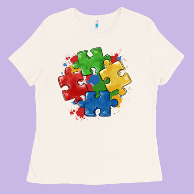 Autism Puzzles Ladies Tee Designed By Maliassmallbusiness
