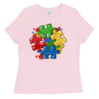 Bubblegum Pink autism puzzles Ladies Tee - MaliasSmallBusiness