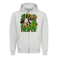 Dove Grey One lucky Heifer Zipper Hoodie - CowGirlArtShop