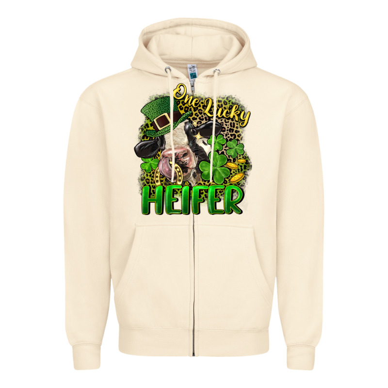 One Lucky Heifer Zipper Hoodie by CowGirlArtShop | Teevron