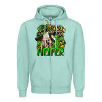 Seafoam One lucky Heifer Zipper Hoodie - CowGirlArtShop