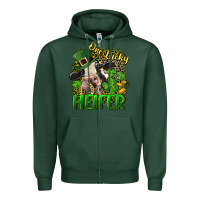 Sports Green One lucky Heifer Zipper Hoodie - CowGirlArtShop