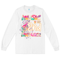 White Cool I Love Music Shirt Gifts Music Is My Second Language Long Sleeve Tee - Bettercallsaul