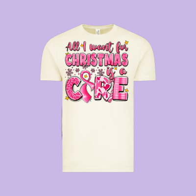 All I Want For Christmas Is A Cure Breast Cancer Vintage Tee Designed By Lillyallendesigns