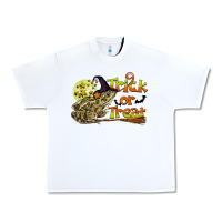 White Trick Or Treat With Frog Urban Heavy Tee - LillyAllenDesigns