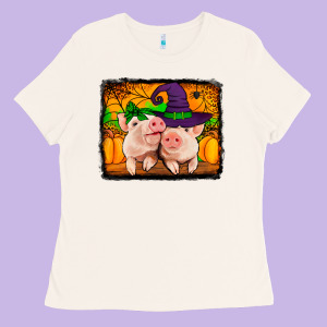 Halloween Pigs Ladies Tee Designed By Jasminsmagicworld
