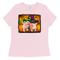Bubblegum Pink halloween pigs Ladies Tee - Jasminsmagicworld