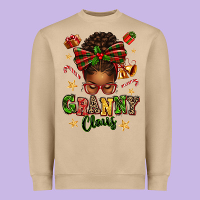 Granny Claus Afro Messy Bun Heavyweight Sweatshirt Designed By Texasbilliewilder