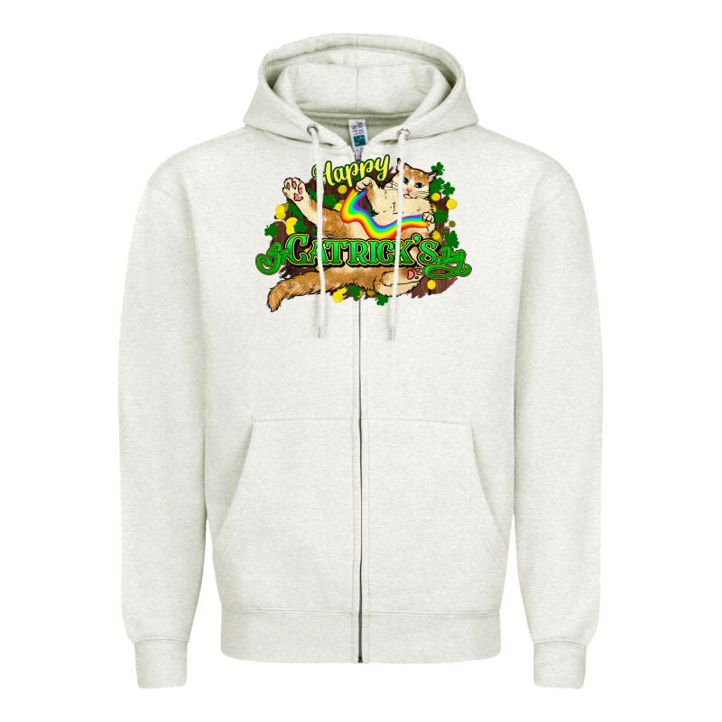 St. Patrick's Day Cat Zipper Hoodie by HowdyJamesFarm | Teevron