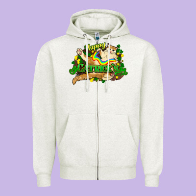 St. Patrick's Day Cat Zipper Hoodie Designed By Howdyjamesfarm