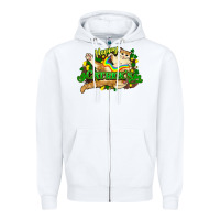 White St. Patrick's Day cat Zipper Hoodie - HowdyJamesFarm
