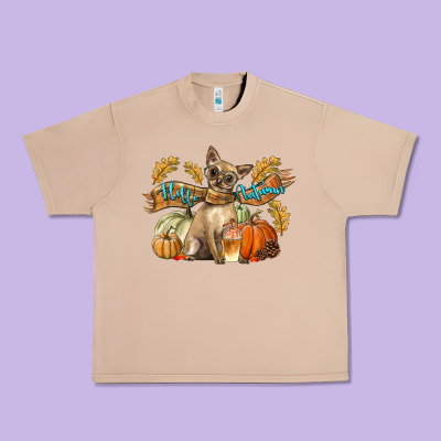 Hello Autumn With Chihuahua Dog Urban Heavy Tee Designed By Lillyallendesigns