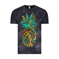 Cloud Black leopar turquoise pineapple Vintage Tee - JahusDesignShop
