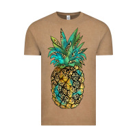 Vintage Coffee leopar turquoise pineapple Vintage Tee - JahusDesignShop