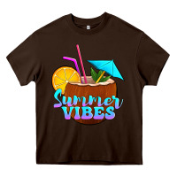 Chocolate Brown summer vibes coconut drink Heavy Core Tee - Jasminsmagicworld