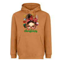 Meerkat Christmas Messy Bun With Gingerbread Man Heavyweight Hoodie - BundleAndBundleShop
