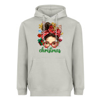 Moon Dust Christmas Messy Bun With Gingerbread Man Heavyweight Hoodie - BundleAndBundleShop