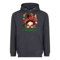 Smoke Christmas Messy Bun With Gingerbread Man Heavyweight Hoodie - BundleAndBundleShop