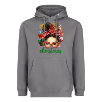 Storm Christmas Messy Bun With Gingerbread Man Heavyweight Hoodie - BundleAndBundleShop