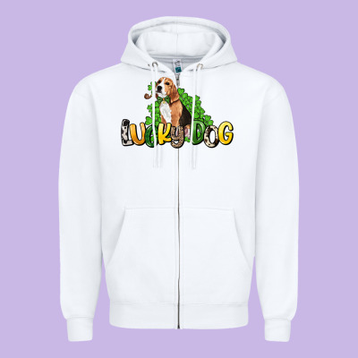 Lucky Dog St. Patrick's Zipper Hoodie Designed By Howdyjamesfarm