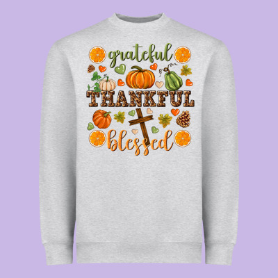 Grateful Thankful Blessed Heavyweight Sweatshirt Designed By Nancycooperartshop