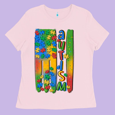 Autism American Flag Ladies Tee Designed By Maliassmallbusiness