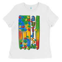 White autism american flag Ladies Tee - MaliasSmallBusiness