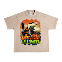 French Oak Happy Halloween With Black Cat Urban Heavy Tee - LillyAllenDesigns